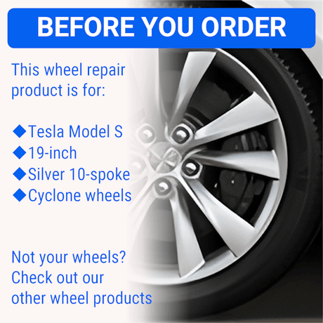 Tesla Wheel Curb Rash Repair Kit for Model S 19-inch Silver Cyclone Rims with Color-matched Touch-Up Paint