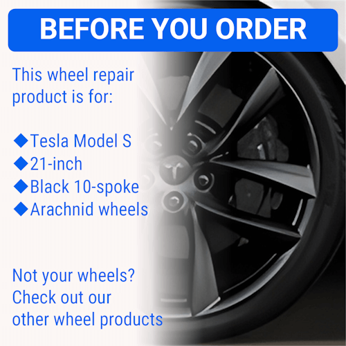 Tesla Wheel Curb Rash Repair Kit for Model S 21-inch Black Arachnid Rims with Color-matched Touch-Up Paint