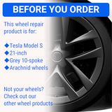 Tesla Wheel Curb Rash Repair Kit for Model S 21-inch Grey Arachnid Rims with Color-matched Touch-Up Paint