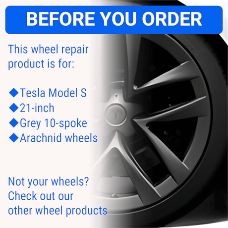 Tesla Wheel Curb Rash Repair Kit for Model S 21-inch Grey Arachnid Rims with Color-matched Touch-Up Paint