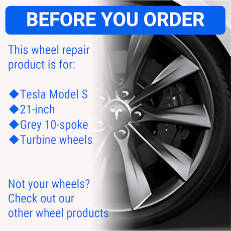 Tesla Wheel Curb Rash Repair Kit for Model S 21-inch Grey Turbine Rims with Color-matched Touch-Up Paint