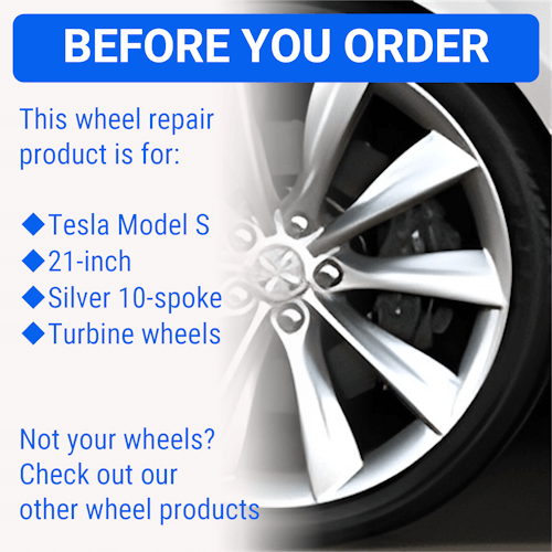 Tesla Wheel Curb Rash Repair Kit for Model S 21-inch Silver Turbine Rims with Color-matched Touch-Up Paint