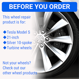 Tesla Wheel Curb Rash Repair Kit for Model S 21-inch Silver Turbine Rims with Color-matched Touch-Up Paint