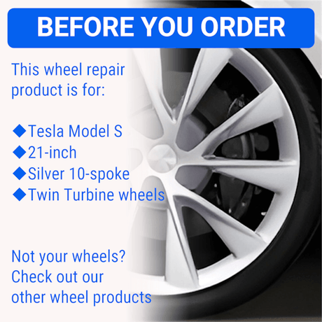 Tesla Wheel Curb Rash Repair Kit for Model S 21-inch Silver Twin Turbine Rims with Color-matched Touch-Up Paint