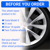 Tesla Wheel Touch-Up Paint for Model S 21-inch Silver Twin Turbine Rims - Color-matched Paint for DIY Curb Rash Repair