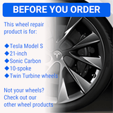 Tesla Wheel Curb Rash Repair Kit for Model S 21-inch Sonic Carbon Twin Turbine Rims with Color-matched Touch-Up Paint