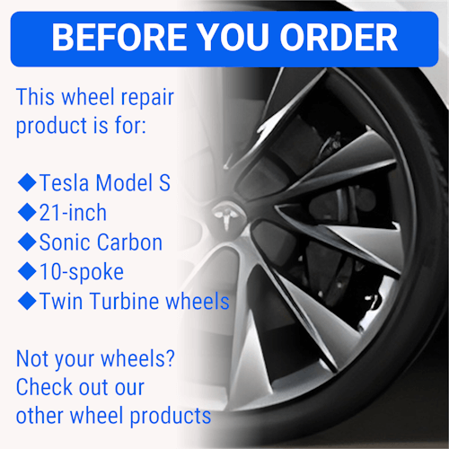 Tesla Wheel Curb Rash Repair Kit for Model S 21-inch Sonic Carbon Twin Turbine Rims With Touch-Up Paint