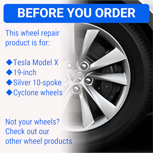 Tesla Wheel Curb Rash Repair Kit for Model X 19-inch Silver Cyclone Rims with Color-matched Touch-Up Paint