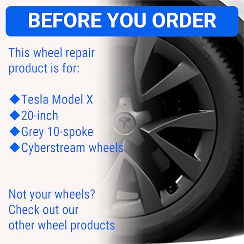 Tesla Wheel Curb Rash Repair Kit for Model X 20-inch Grey Cyberstream Rims With Touch-Up Paint