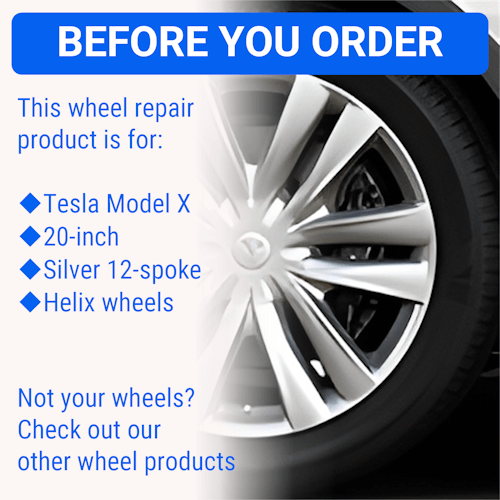 Tesla Wheel Curb Rash Repair Kit for Model X 20-inch Silver Helix Rims with Color-matched Touch-Up Paint