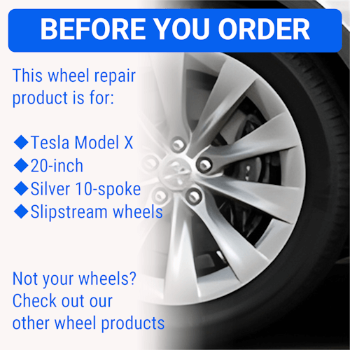 Tesla Wheel Touch-Up Paint for Model X 20-inch Silver Slipstream Rims - Color-matched Paint for DIY Curb Rash Repair