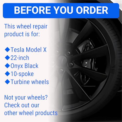 Tesla Wheel Curb Rash Repair Kit for Model X 22-inch Onyx Black Turbine Rims with Color-matched Touch-Up Paint