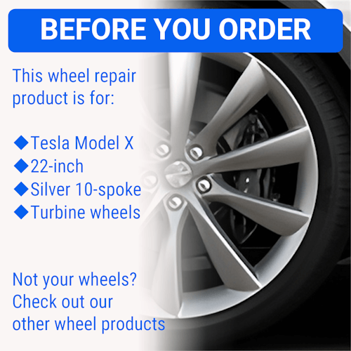 Tesla Wheel Curb Rash Repair Kit for Model X 22-inch Silver Turbine Rims with Color-matched Touch-Up Paint