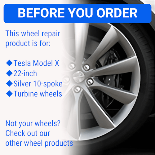 Tesla Wheel Curb Rash Repair Kit for Model X 22-inch Silver Turbine Rims With Touch-Up Paint