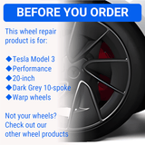Tesla Wheel Curb Rash Repair Kit for Model 3 20-inch Dark Grey Warp Performance Rims with Color-matched Touch-Up Paint