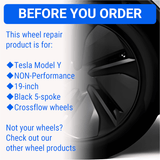 Tesla Wheel Curb Rash Repair Kit for Model Y 19-inch Black Crossflow Rims with Color-matched Touch-Up Paint