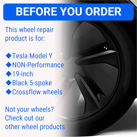 Tesla Wheel Curb Rash Repair Kit for Model Y 19-inch Black Crossflow Rims with Color-matched Touch-Up Paint