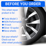 Tesla Wheel Curb Rash Repair Kit for Model 3 19-inch Silver Nova Rims with Color-matched Touch-Up Paint