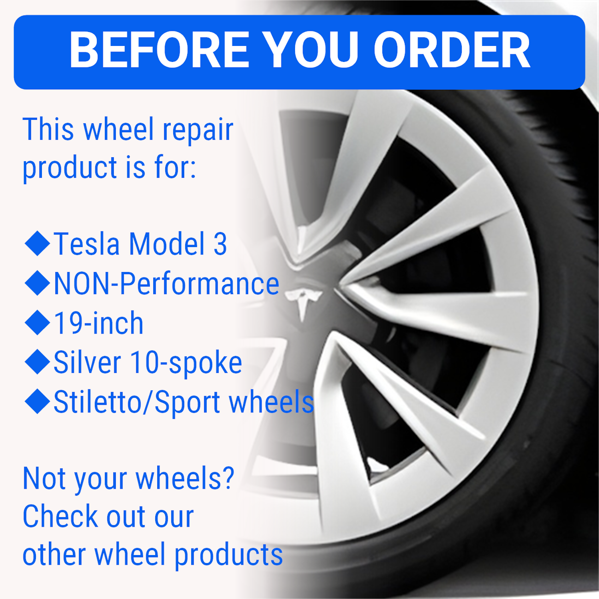 Tesla Wheel Touch-Up Paint for Model 3 19-inch Silver Stiletto Sport Rims - Color-matched Paint for DIY Curb Rash Repair