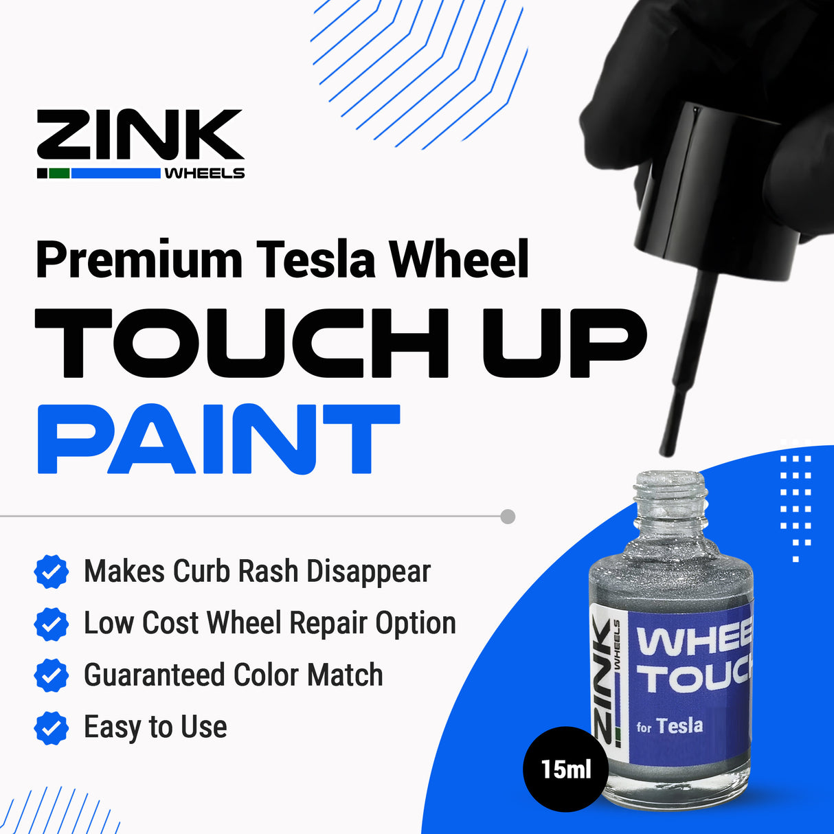 Tesla Wheel Touch-Up Paint for Model 3 19-inch Silver Stiletto Sport Rims - Color-matched Paint for DIY Curb Rash Repair