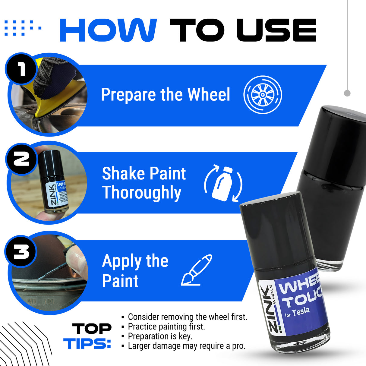 Tesla Wheel Touch-Up Paint for Model 3 20-inch Charcoal Grey Uberturbine Performance Rims - Color-matched Paint for DIY Curb Rash Repair