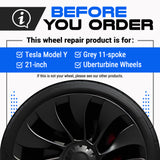 Tesla Wheel Touch-Up Paint for Model Y 21-inch Charcoal Grey Uberturbine Performance Rims - Color-matched Paint for DIY Curb Rash Repair