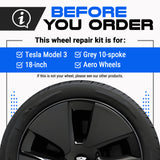 Tesla Wheel Curb Rash Repair Kit for Model 3 18-inch Grey Aero Pinwheel Rims with Color-matched Touch-Up Paint