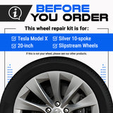 Tesla Wheel Curb Rash Repair Kit for Model X 20-inch Silver Slipstream Rims with Color-matched Touch-Up Paint