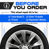 Tesla Wheel Curb Rash Repair Kit for Model S 19-inch Silver Slipstream Rims with Color-matched Touch-Up Paint