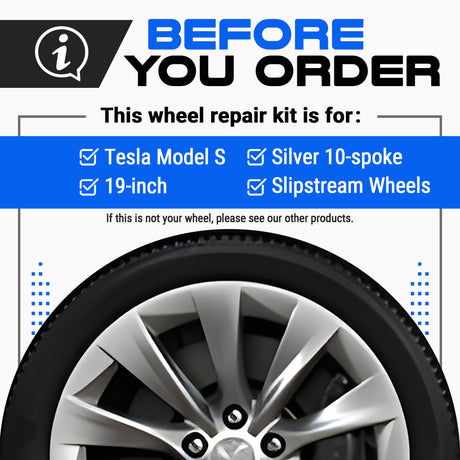 Tesla Wheel Curb Rash Repair Kit for Model S 19-inch Silver Slipstream Rims with Color-matched Touch-Up Paint