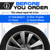 Tesla Wheel Curb Rash Repair Kit for Model X 19-inch Silver Cyclone Rims with Color-matched Touch-Up Paint