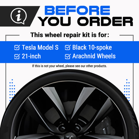 Tesla Wheel Curb Rash Repair Kit for Model S 21-inch Black Arachnid Rims with Color-matched Touch-Up Paint