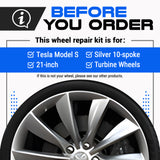 Tesla Wheel Curb Rash Repair Kit for Model S 21-inch Silver Turbine Rims with Color-matched Touch-Up Paint