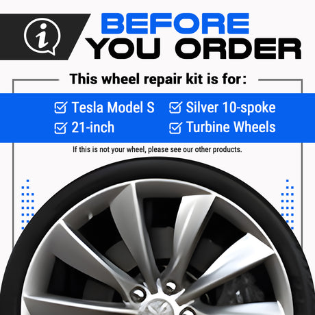 Tesla Wheel Curb Rash Repair Kit for Model S 21-inch Silver Turbine Rims with Color-matched Touch-Up Paint