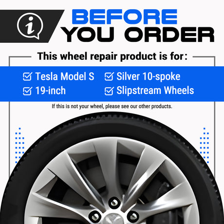 Tesla Wheel Touch-Up Paint for Model S 19-inch Silver Slipstream Rims - Color-matched Paint for DIY Curb Rash Repair