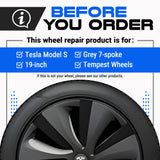 Tesla Wheel Touch-Up Paint for Model S 19-inch Grey Tempest Aero Rims - Color-matched Paint for DIY Curb Rash Repair