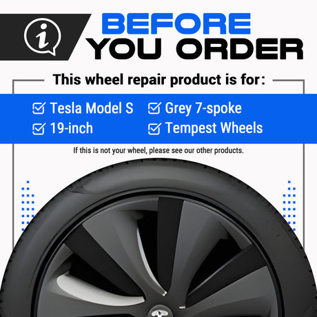 Tesla Wheel Touch-Up Paint for Model S 19-inch Grey Tempest Aero Rims - Color-matched Paint for DIY Curb Rash Repair