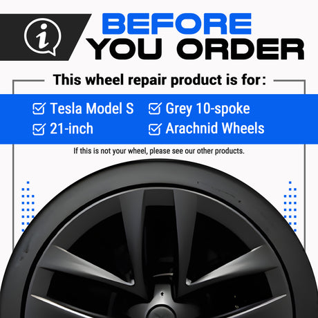 Tesla Wheel Touch-Up Paint for Model S 21-inch Grey Arachnid Rims - Color-matched Paint for DIY Curb Rash Repair