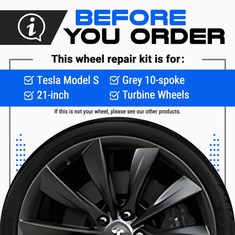 Tesla Wheel Curb Rash Repair Kit for Model S 21-inch Grey Turbine Rims with Color-matched Touch-Up Paint