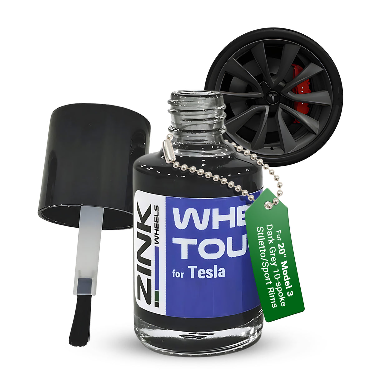 Tesla Wheel Touch-Up Paint for Model 3 20-inch Grey Sport Performance Rims - Color-matched Paint for DIY Curb Rash Repair