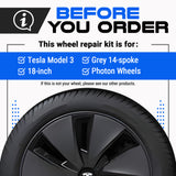 Tesla Wheel Curb Rash Repair Kit for Model 3 18-inch Grey Photon Rims with Color-matched Touch-Up Paint