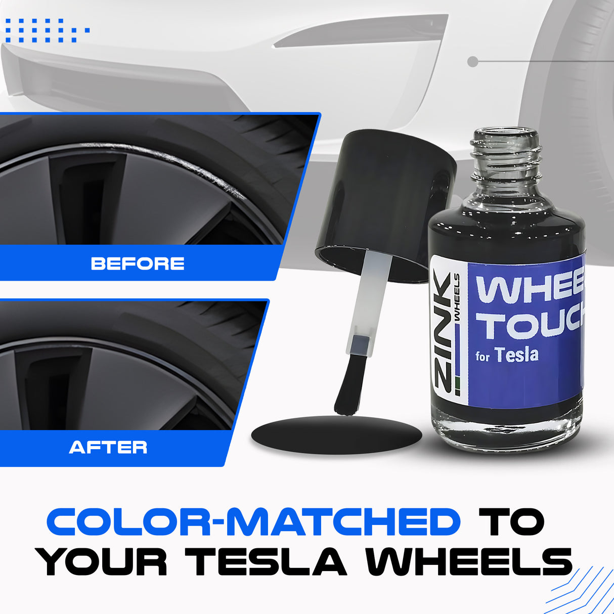 Tesla Wheel Curb Rash Repair Kit for Model 3 18-inch Grey Photon Rims with Color-matched Touch-Up Paint