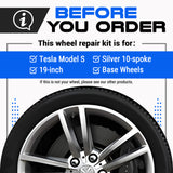 Tesla Wheel Curb Rash Repair Kit for Model S 19-inch Silver Base Rims with Color-matched Touch-Up Paint