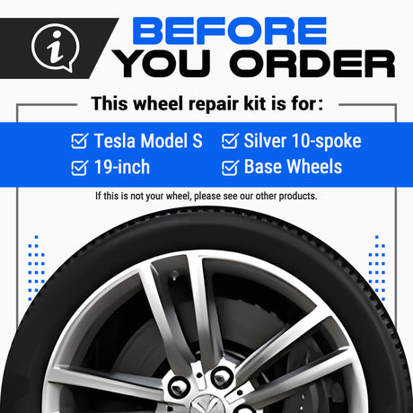 Tesla Wheel Curb Rash Repair Kit for Model S 19-inch Silver Base Rims with Color-matched Touch-Up Paint