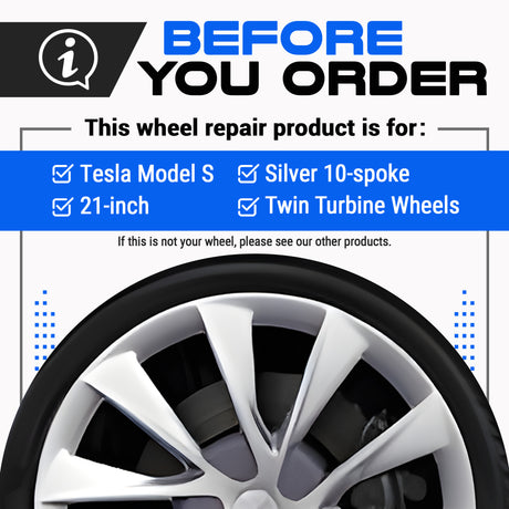 Tesla Wheel Touch-Up Paint for Model S 21-inch Silver Twin Turbine Rims - Color-matched Paint for DIY Curb Rash Repair