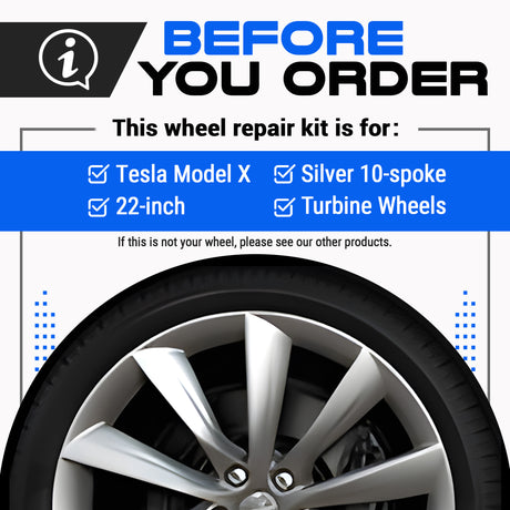 Tesla Wheel Curb Rash Repair Kit for Model X 22-inch Silver Turbine Rims with Color-matched Touch-Up Paint