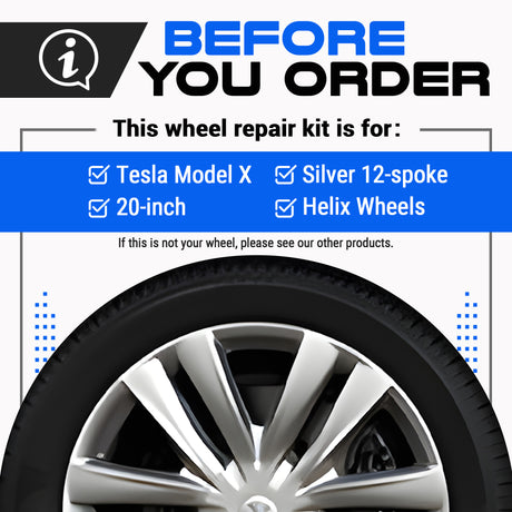 Tesla Wheel Curb Rash Repair Kit for Model X 20-inch Silver Helix Rims with Color-matched Touch-Up Paint