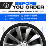 Tesla Wheel Touch-Up Paint for Model S 21-inch Silver Turbine Rims - Color-matched Paint for DIY Curb Rash Repair