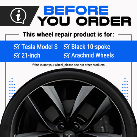 Tesla Wheel Touch-Up Paint for Model S 21-inch Black Arachnid Rims - Color-matched Paint for DIY Curb Rash Repair