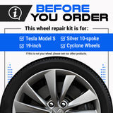 Tesla Wheel Curb Rash Repair Kit for Model S 19-inch Silver Cyclone Rims with Color-matched Touch-Up Paint